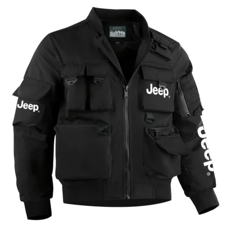 Jeep Exclusive Logo Multi Pocket Bomber Jacket Waterproof Windproof OUFAMPBJ0819JEZ