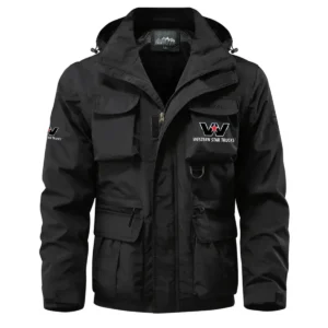 Navistar Exclusive Logo Waterproof Multi Pocket Jacket Detachable Hood and Sleeves OUFAMPJ0819NVZ