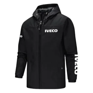 Iveco Exclusive Logo Multi-Pocket Windbreaker Jacket, Waterproof, Detachable Hood Coat OUFASJ0819IVZ