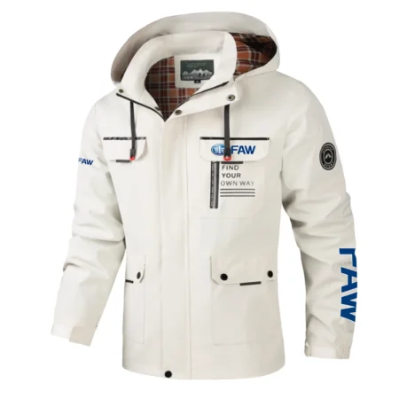 FAW Exclusive Logo Multi-Pocket Windbreaker Jacket, Waterproof, Detachable Hood Coat OUFASJ0819FAZ