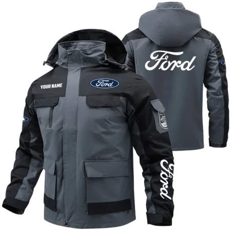 Ford Exclusive Logo Water Resistant Outdoor Jacket Detachable Hood OUFAV203A0819F1Z