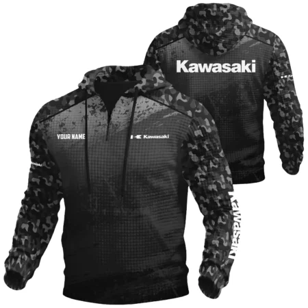 Kawasaki Exclusive Logo Waffle Quarter-zip Hoodie OUFAWQS3D081907KAZ